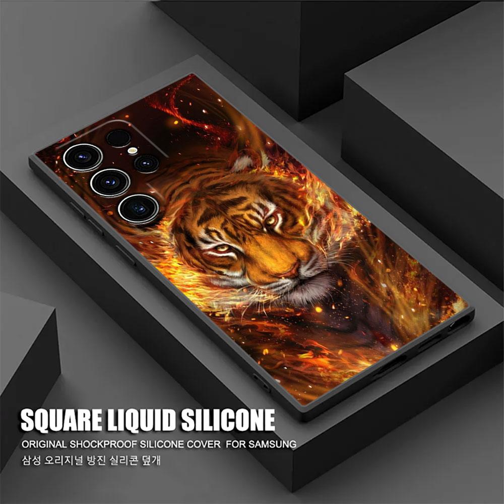 

The Tigre Wolf Lion Animal Phone Case For Samsung Galaxy S24 Ultra Cases S23 S21 S20 FE S22 Plus Note 20 Ultra 10 Silicone Cover Samsung Note 10