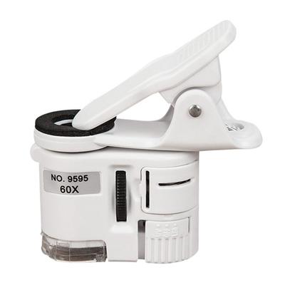 LED portátil 60 veces lupa clip para teléfono microscopio universal HD con luces LED