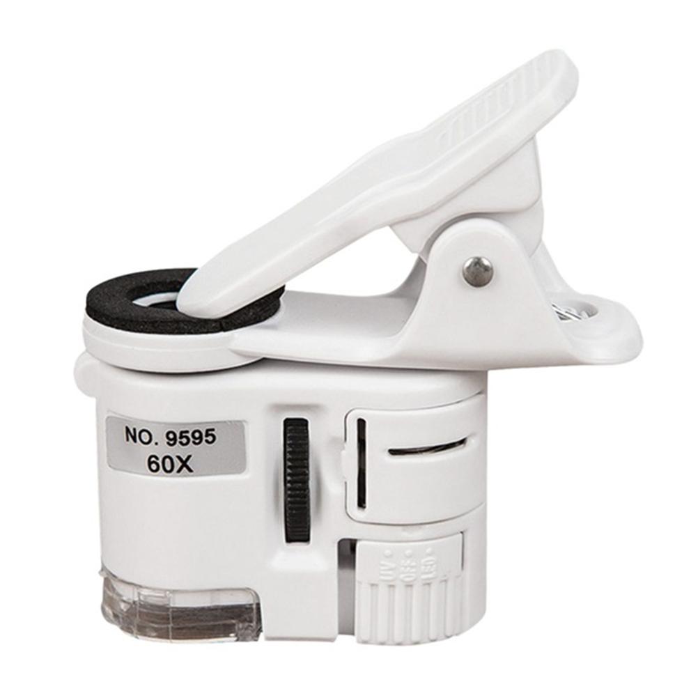 

Портативный светодиодный 60-кратный увеличительный стеклянный зажим для телефона HD-микроскоп со светодиодной подсветкой