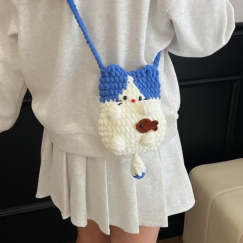 Girl Sweet Style Woolen Crossbody Bag With Lightweight Design For Use Daily