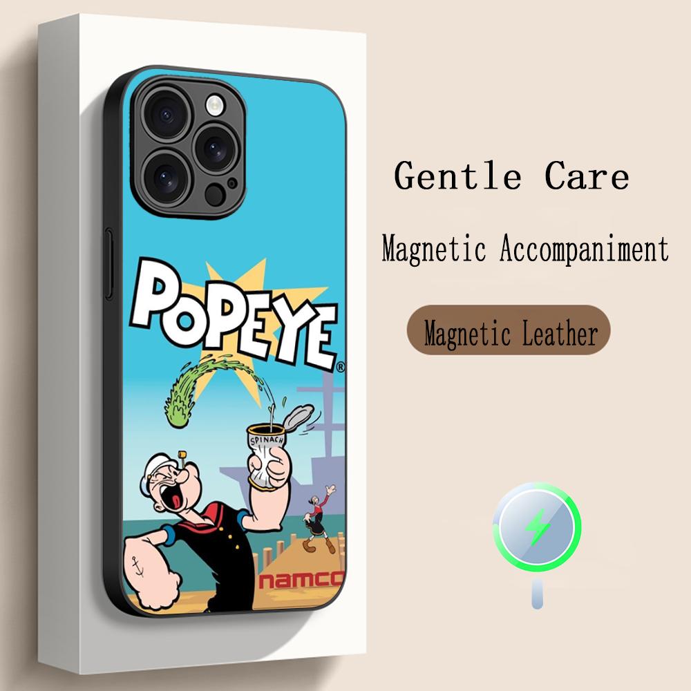 

P-po-peyeS classic anime poster pattern Phone Case For iPhone 17 16 15 14 13 12 Plus Pro Max High-end Luxury Magsafe Sheepskin iPhone 15 Plus