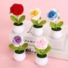 Knitted Rose Potted Plant - Teacher’s Day & Valentine’s Gift - Simulated Flower Pot Ornament