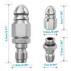 Water Jet High Pressure Sprayer Nozzle Clean Sewer 1/4" Stainless Steel Pressure Washer Quick Plug Drain Hose Nozzle Tool Water