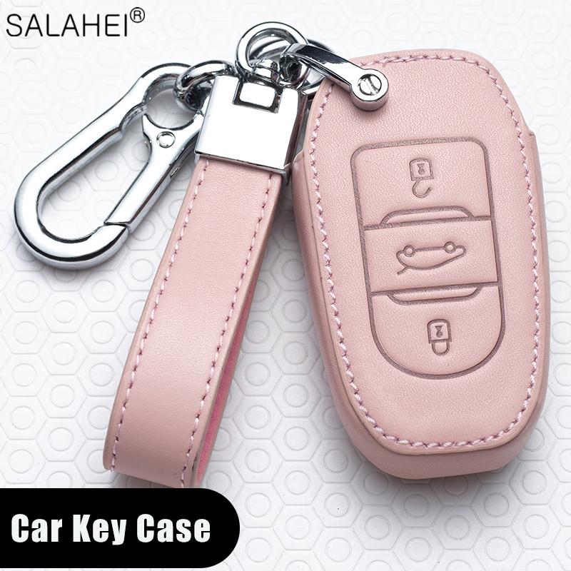 Leather Car Key Case Cover For Peugeot 107 206 207 208 306 307 301 308S 407 2008 3008 4008 5008 Rcz For Citroen C1 C2 C3 C4 C5