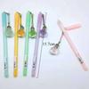 1Pc Flower Pendant Pen Creative Glowing Light Bulb Pen Black Pen Korean Small Fresh Gel Pen Signing P