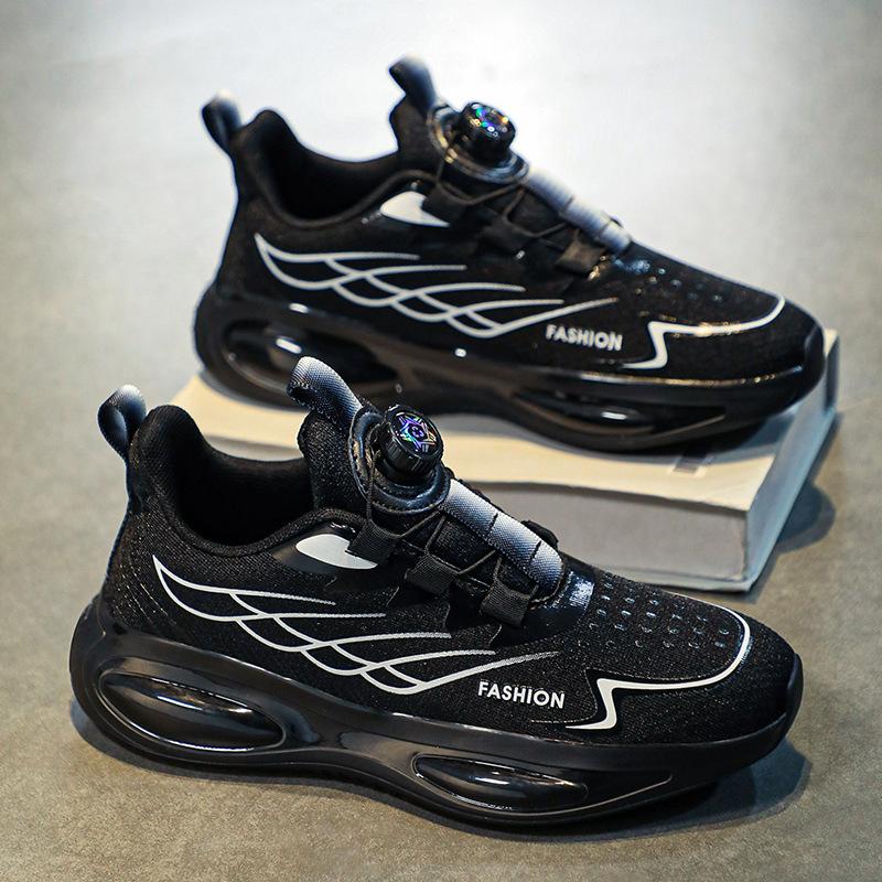 Summer Men's Shoes 2025 New Rotating Button Running Sneakers Men's Breathable Thick-soled Popcorn Cushioning Running Shoes