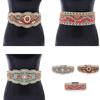 Ethnic Beaded Waist Cincher Stretch Waistband Bohemian Belt Body Girdle Feature Floral Accent for Women's Clothing