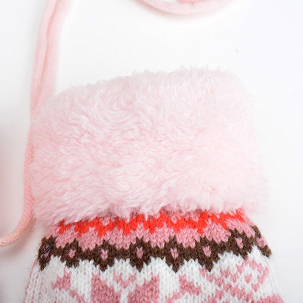 Soft Knitted Yarn Winter Gloves Full Finger With Halter Children Mittens Thickened Warm Gloves Boys Girls
