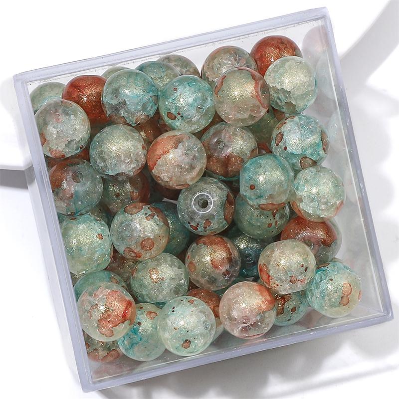 

20 шт., стеклянный жемчуг, золотой порошок, окрашенные в виде ореола шарики для попкорна, хрустальные бусины, свободные бусины-разделители для изготовления ювелирных изделий