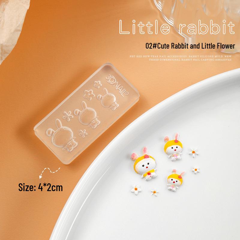3D Heart Bunny Nail Art Silicone Mold - Japanese Design