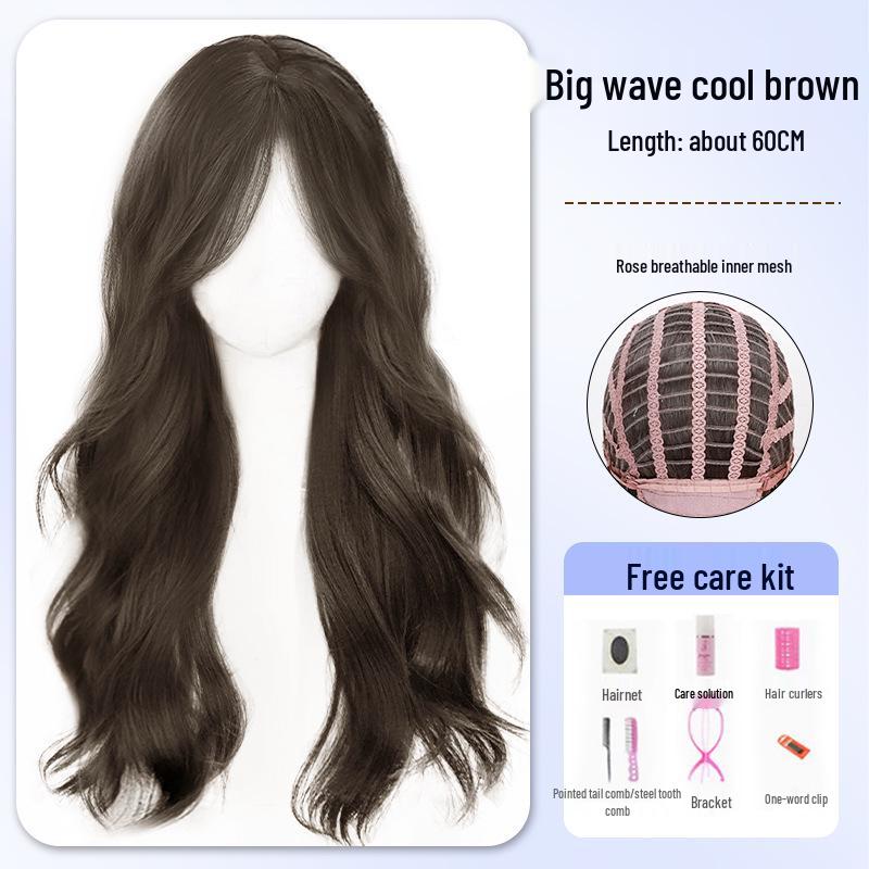 Women's Long Wavy Wig - Natural Fall/Winter Look, Middle Part, Full Coverage