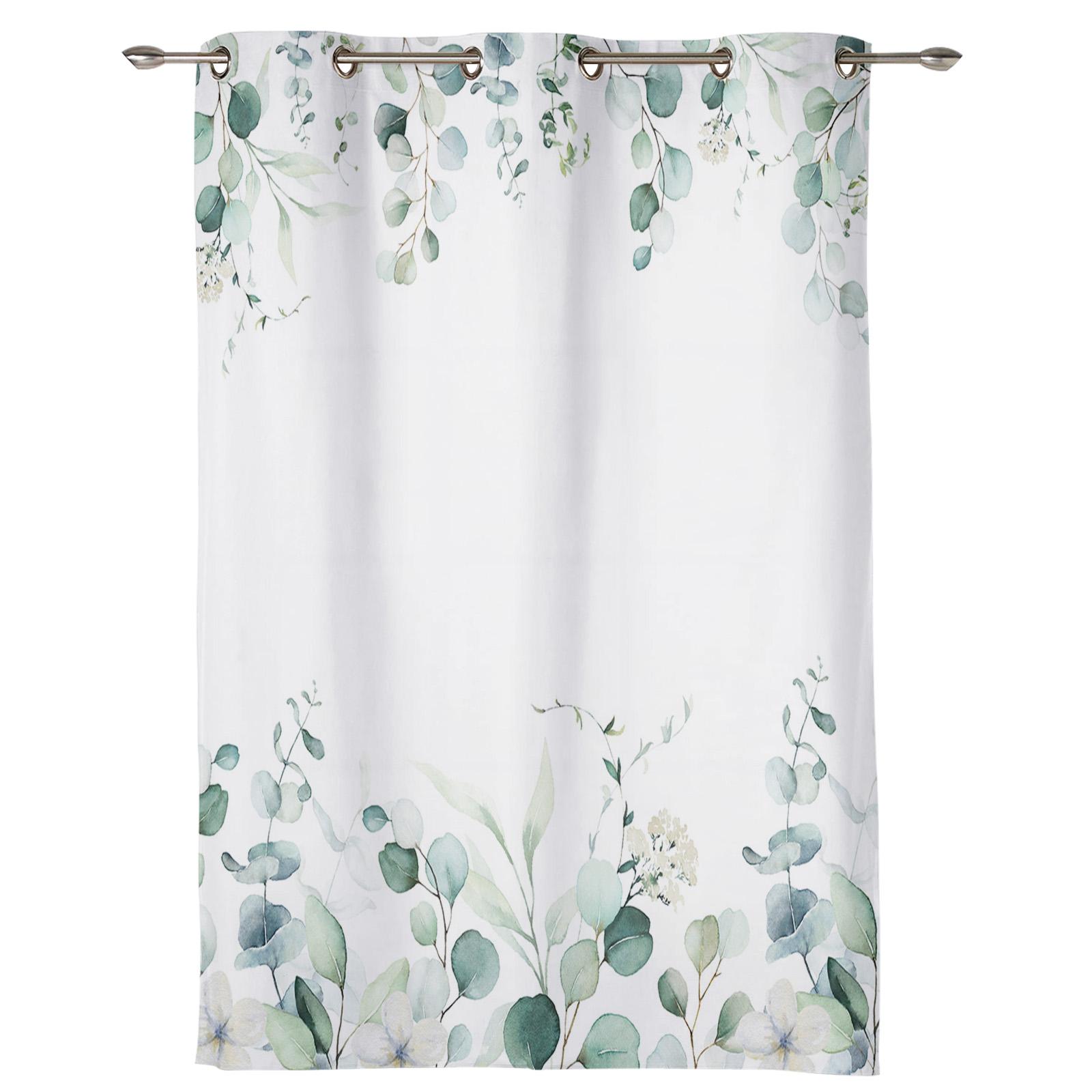 

Ins стиль листья эвкалипта оконные шторы для гостиной роскошные шторы для спальни кофе Декор для кухни шторы 135W x 60H(cm)