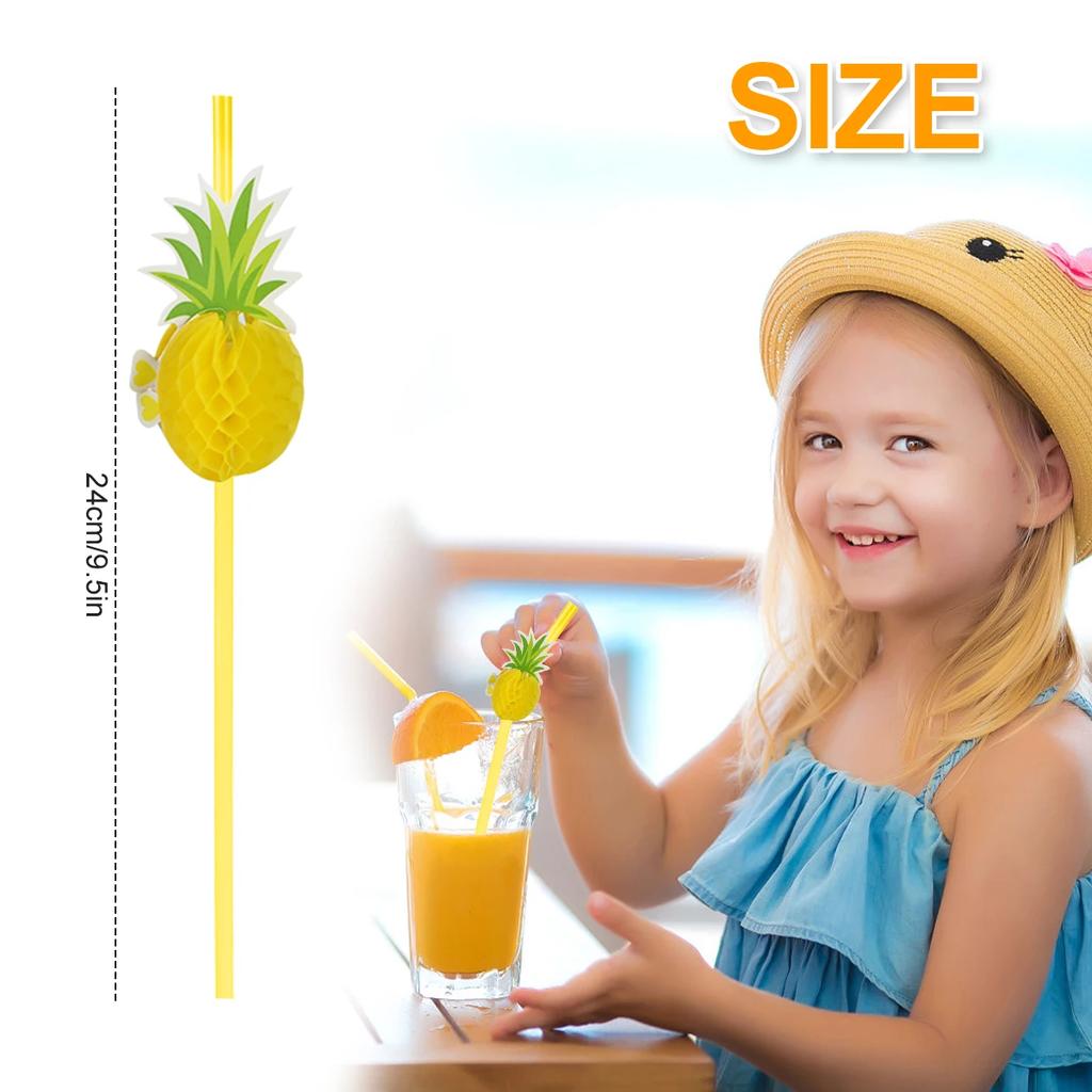 50-150Pcs 3D Fruit Drinking Straw Flamingo Disposable Paper Straws Wedding Favors Kids Birthday Party Barware Decorations