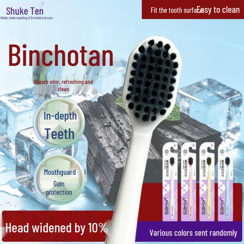 Saky Wide-Head Charcoal Toothbrush