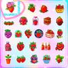 50 Red Heart Strawberry Stickers Girl Heart Cute Strawberry Dessert Personalized Cartoon Fruit Stickers