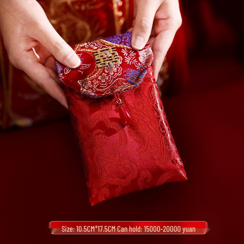 High-End Chinese Wedding Red Envelope Bag for 10,000 Yuan, New Style Cloth Art Design, Perfect for Parents' Address Change Gift