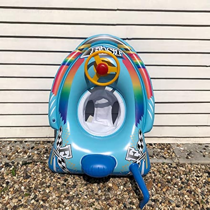 Baby Swimming Ring, Swimming Seat, Baby Swimming Aid with Steering Wheel Handle, Swimming Hoops, Baby Swimming Trainer, Boat for From 1-5 Years Old