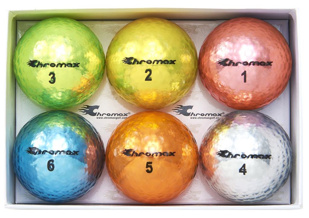 Chromax Metallic M5 Color Mix Golf Balls (Pack of 6) Assorted.