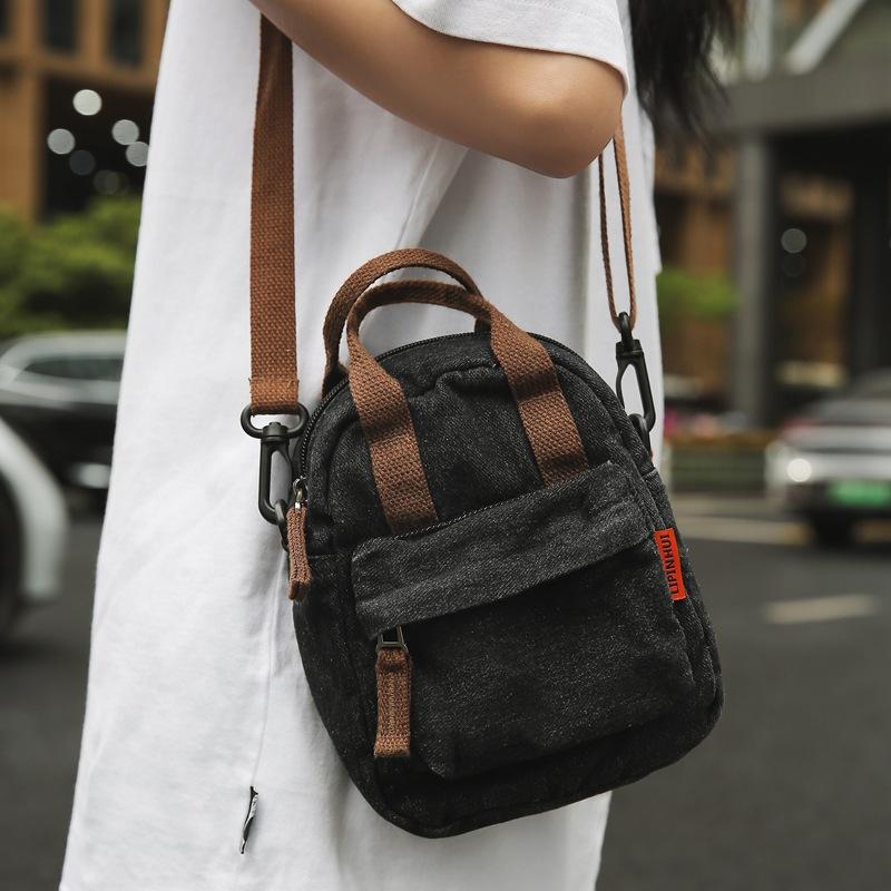 Denim Mobile Phone Bag Women'S Fashion Casual Shoulder Bag Simple Solid Color Small Square Bag College Student Messenger Bag Women