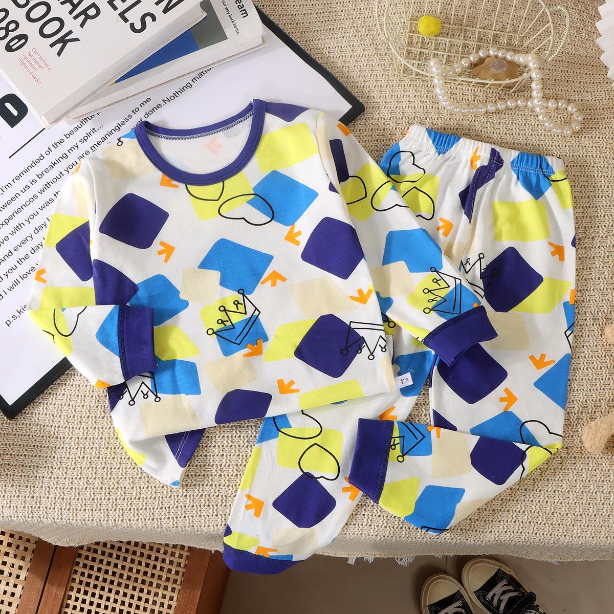 

Комплект детского нижнего белья из чистого хлопка: Новые осенние пижамы и домашняя одежда для мальчиков и девочек 80 cm