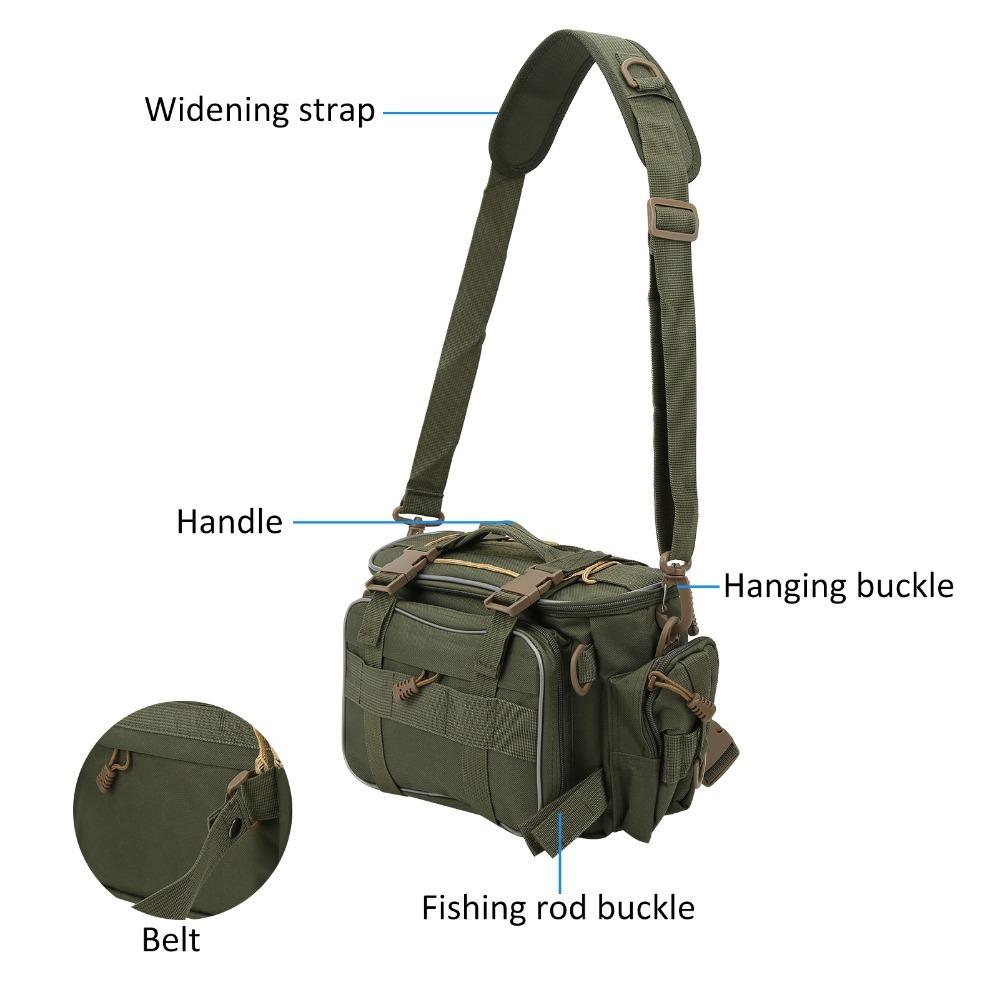 Polyester Fishing Shoulder Bag Adjustable Straps Fishing Bag Fishing Tool Bag  Outdoor Storage