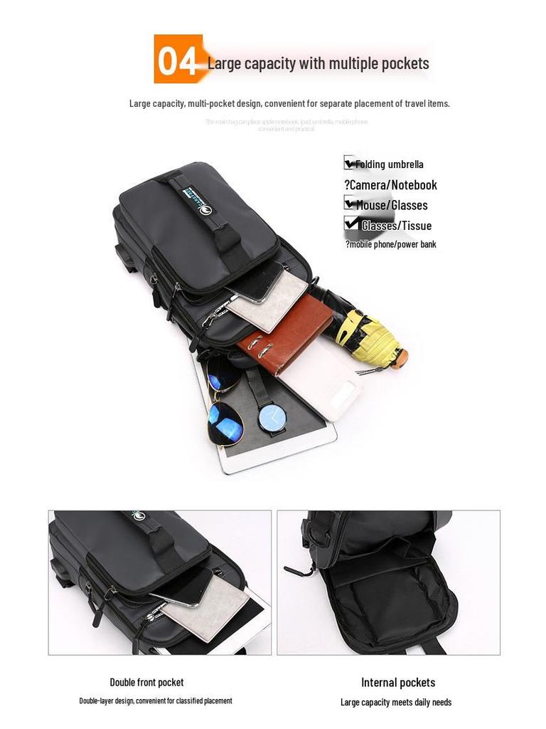 Men's USB Charging Multifunction Shoulder Chest Bag Backpack