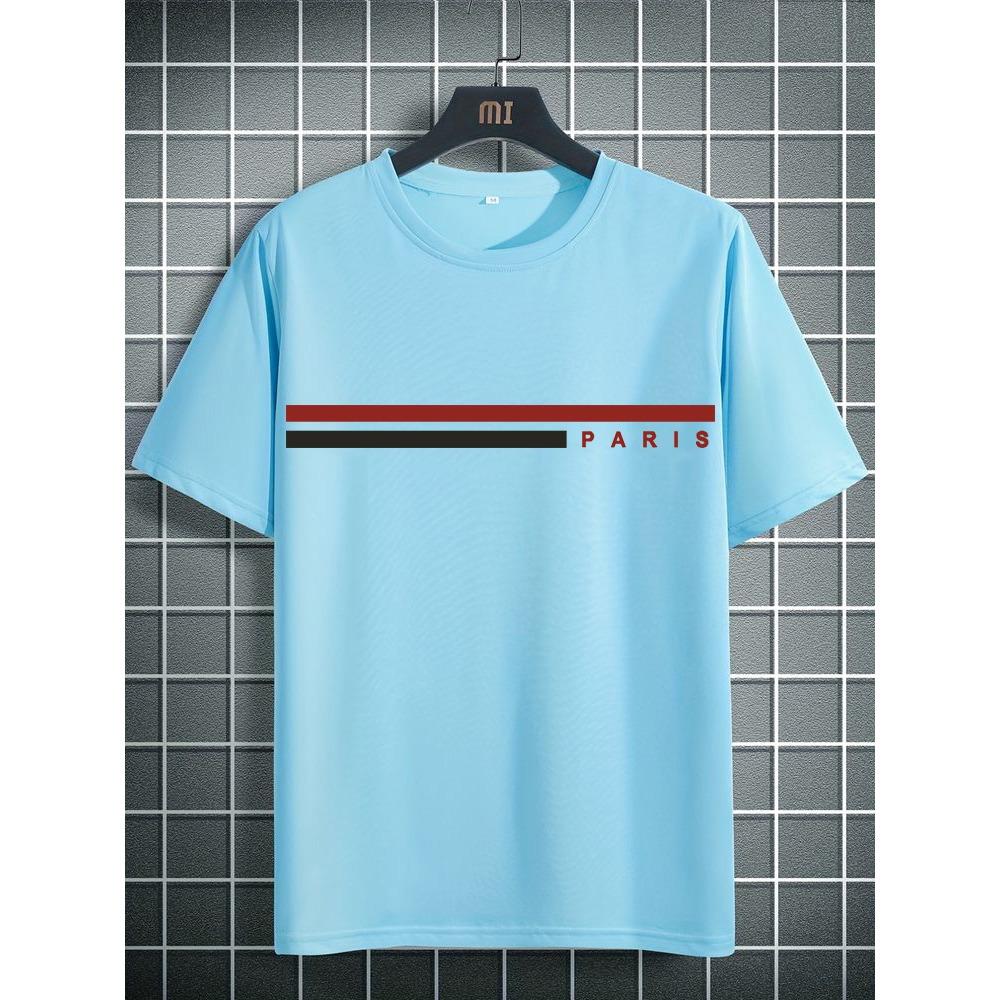 

Мужская летняя футболка свободного размера с принтом в виде букв PARIS, повседневная, удобная, с круглым вырезом и короткими рукавами 6XL