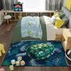 Green Sea Turtle Area Rug for Kids and Adults, Ocean Animal Print Carpet, Coastal Decor Non-Slip Rug for Bedroom and Living Room