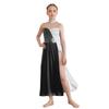 Girls Lyrical Performance Dress Sleeveless Sparkling Sequins Top And Color Block Side Split Skirt