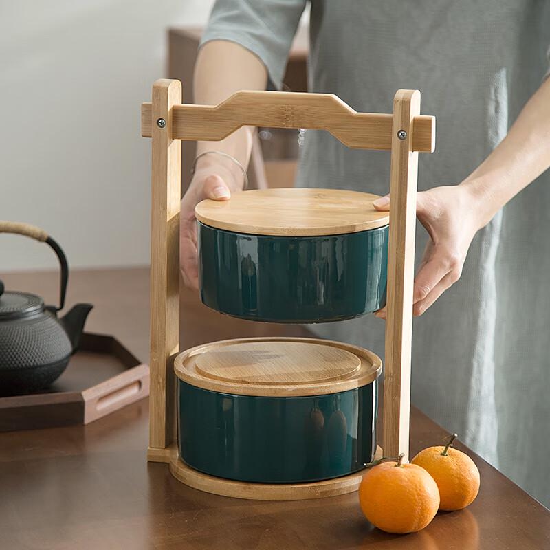 New Chinese Style Ceramic Fruit Plate & Basket Set