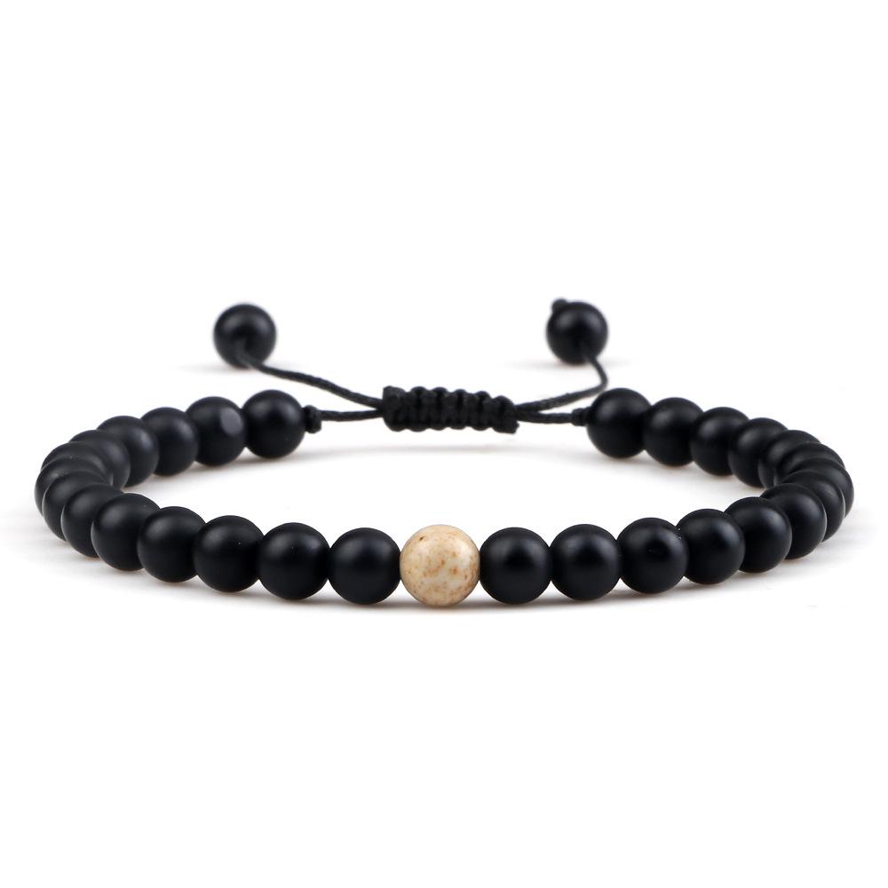 6mm Round Beads Volcanic Lava Rock Weave Bracelet with Weathered Design