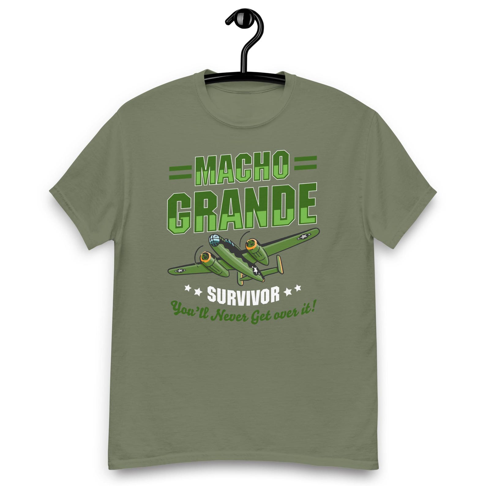 Airplane 2 Movie - Macho Grande Survivor - You ll Never Get Over it! T-shirt S