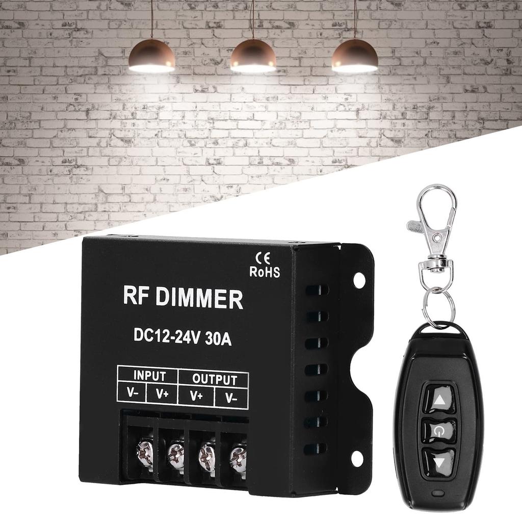 Jeffergarden LED Dimmer, PWM Digital Control, with RF Remote Control, Stepless Dimming, 30m Operating Range, for LED Strip Lights and Spotlights,