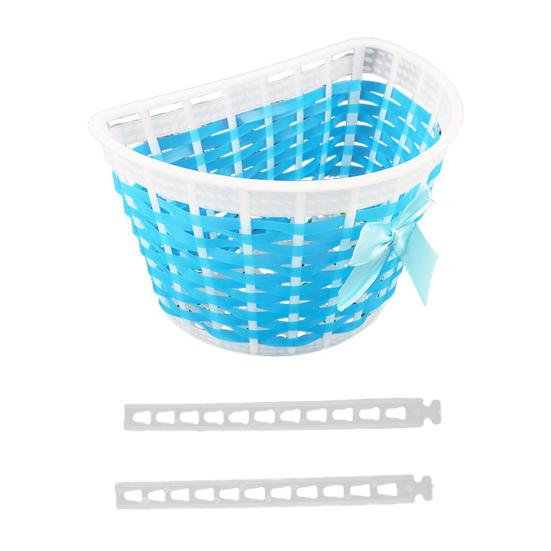 Kids Bicycle Front Basket with Ribbon Bow Toddlers Boys Girls Balance Bike Handmade Woven Storage Basket Bike Accessories