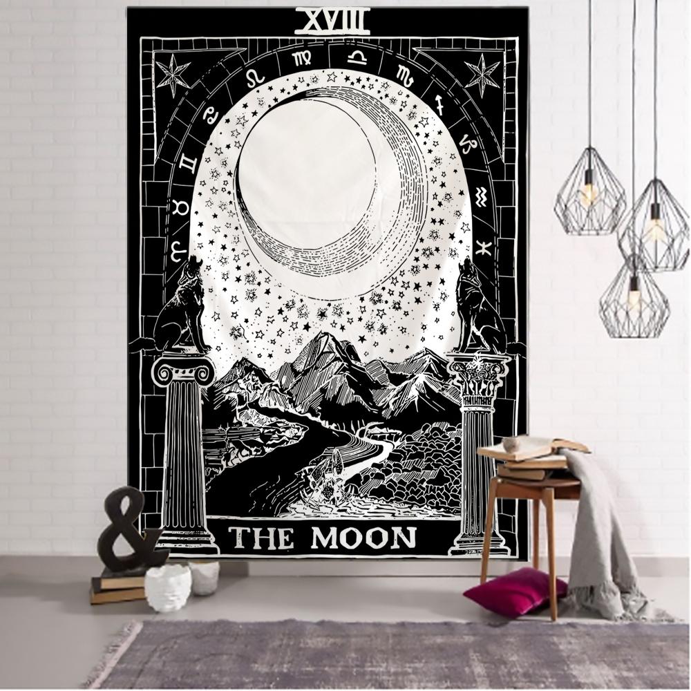 Mandala Tapijt Wit Zwart Zon En Maan Tapijt Muur Opknoping Tarot Hippie Muur Tapijten Dorm Decor Deken
