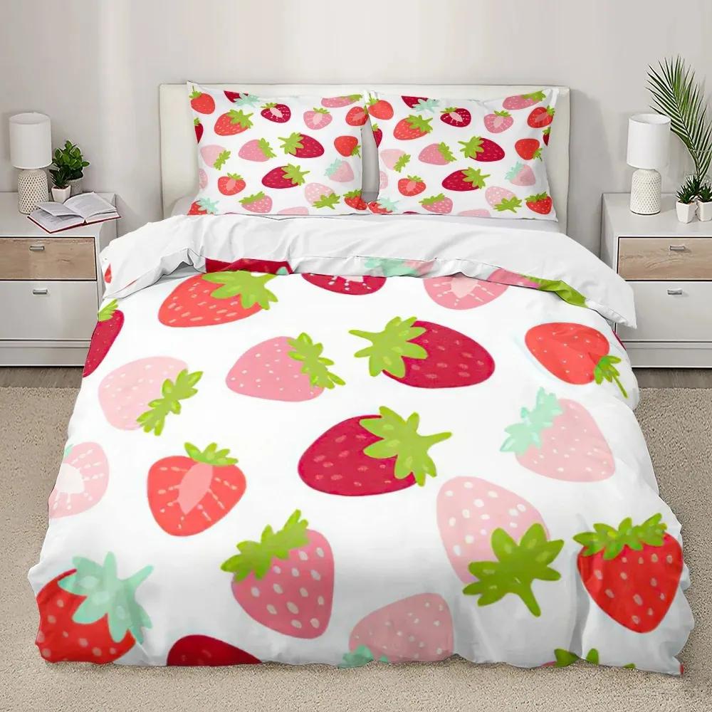 Watermelon Duvet Cover Set Fresh Fruit Pink Green Style Comforter Cover for Boys Girls Women Polyester Bedding Set King Size