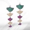 Micro Pave Colorful Zirconia Leaf Dangle Earrings for Women Brand Designer Luxury Wedding Temperament Ginkgo Biloba Earrings
