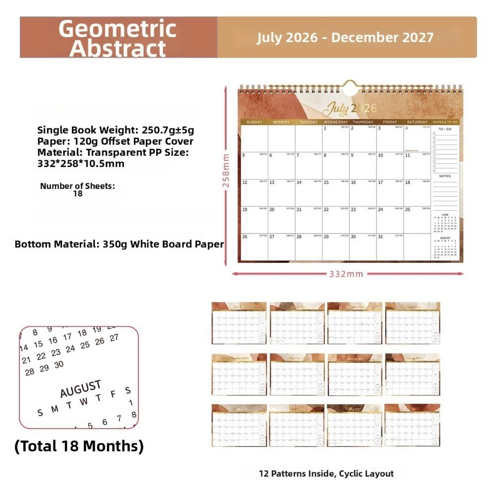 Dual Coil Design 18-Month Calendar Easy Organizing Office Calendar New Wall Calendar  Home Use
