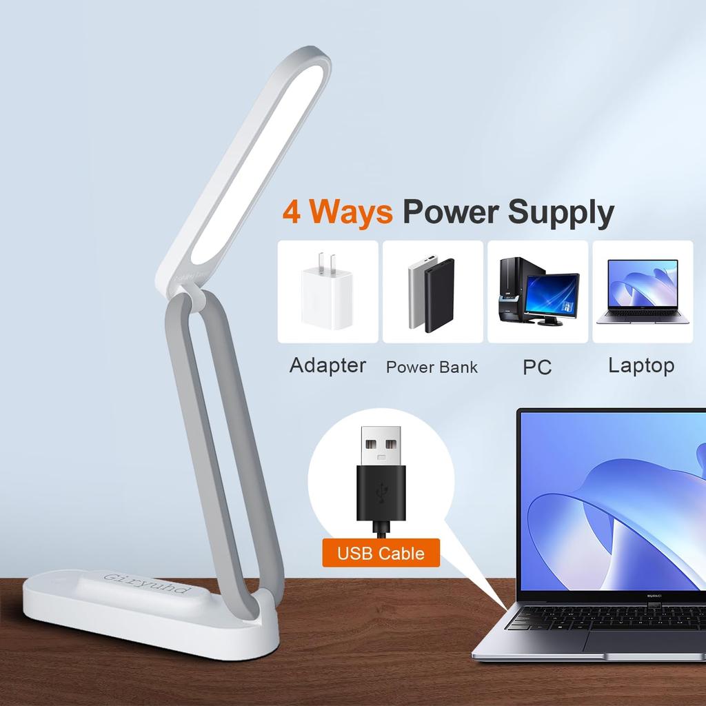 Giryuhd LED Desk Lamp for Office Home & Battery Operated Lamp Rechargeable Lamp Foldable & Portable Light, LED Desk Light Strip, 3 Brightness