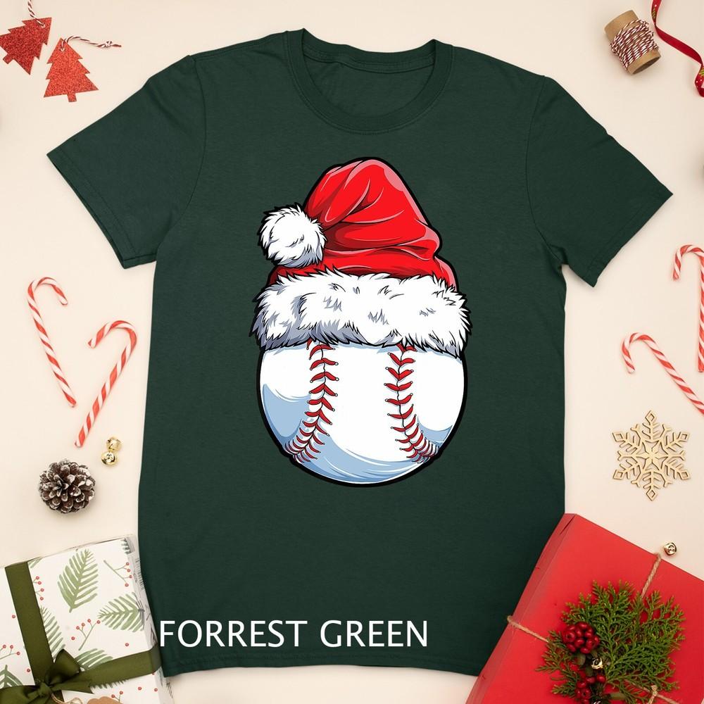 

Christmas Baseball Ball Santa Hat Funny Sport Xmas Boys Men Unisex T-shirt 2XL