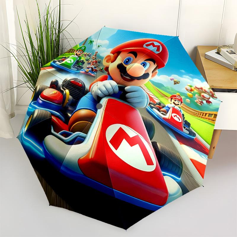 1pc Mario Kart Racing Automatic Open/close Folding Portable Umbrella with 8-Rib Structure for Women/Men, All-Season Use  a0901159