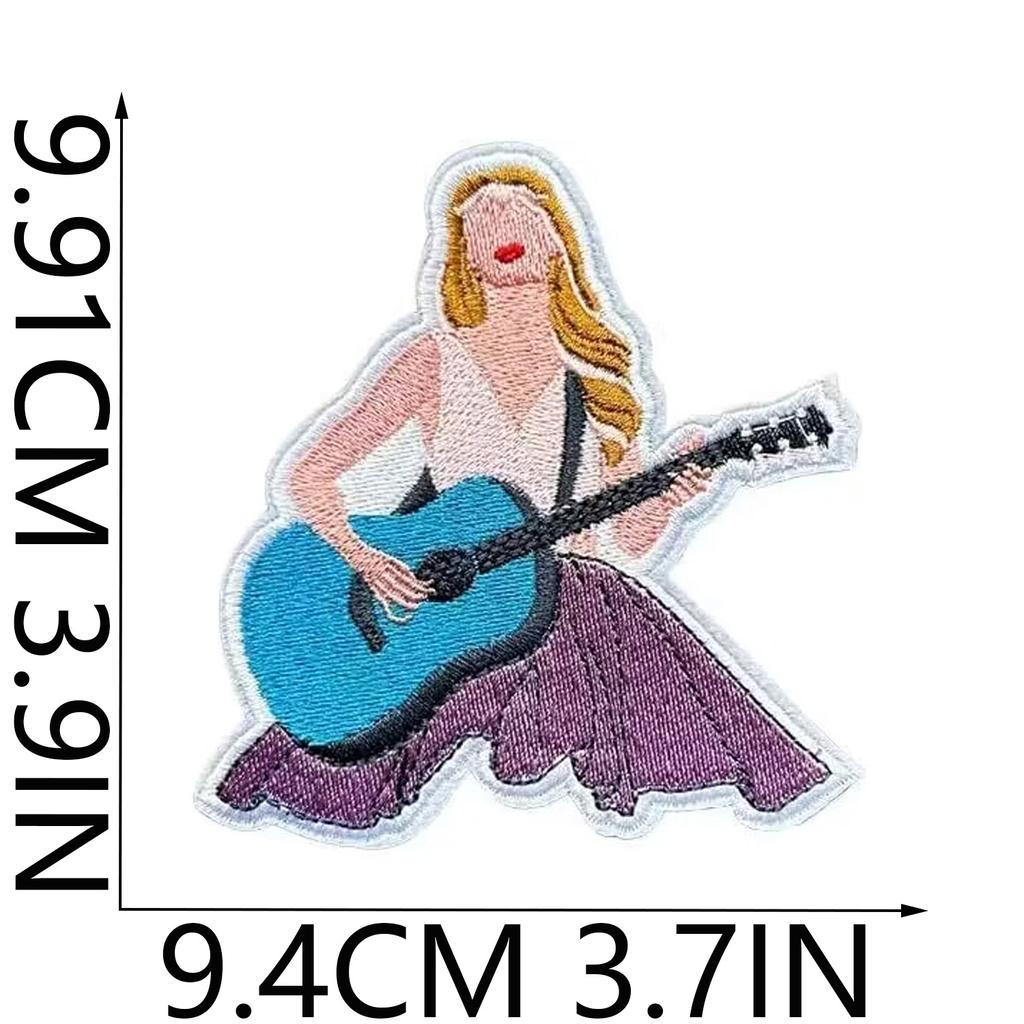 Taylor Singer Embroidery Cloth Sticker Rock Music Patch Sticker Guitar Player Computer Embroidery Label Bag Decoration Diy Sticker