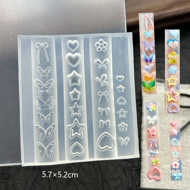 1Pc Bowknot Sea Jellyfish Shell Rose Leaf 3D Acrylic Mold Nail Art Decoration Nails Diy Design Silicone Nails Mold