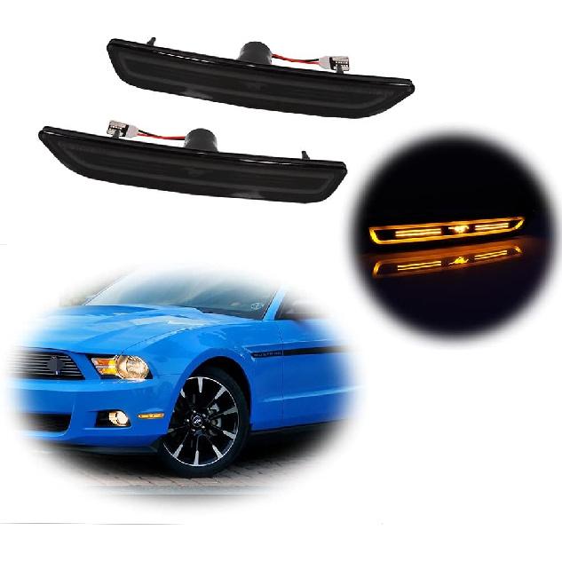 

Smoked Lens Pony Horse Logo White LED Front Side Maker Lights For 2010-2014 Ford Mustang янтарь