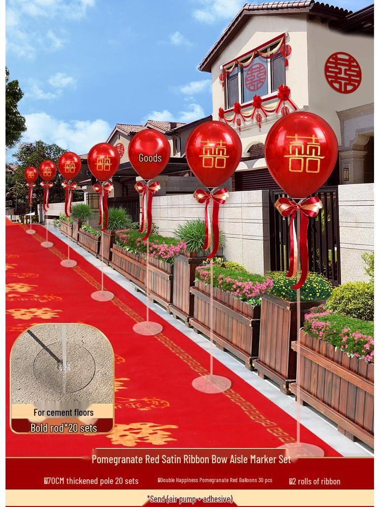 Outdoor Red Balloon Stands for Wedding Reception and Rural Roadside Decorations