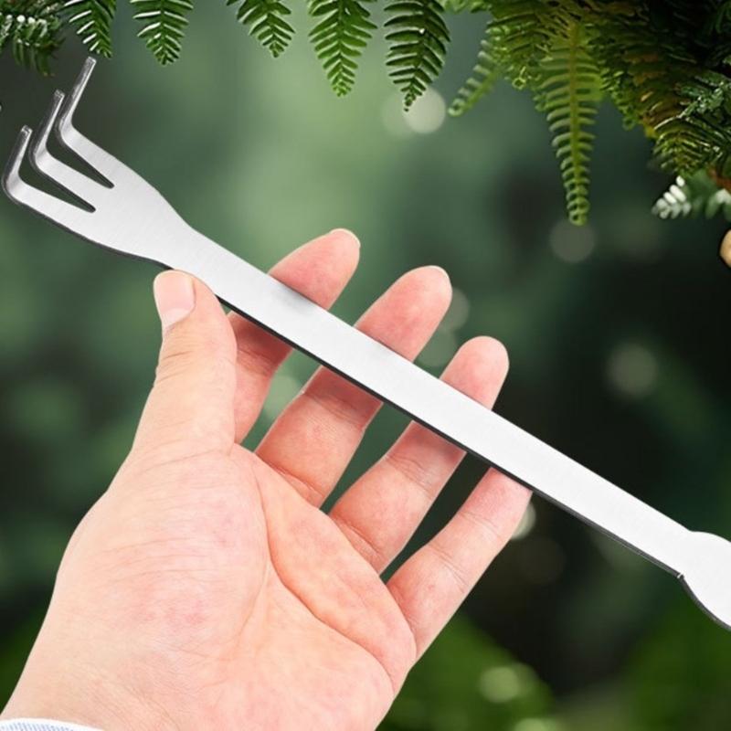 Handheld Rustproof Rakes 3-Prong Stainless Steel Root Rakes Loosen Soil Tool Ergonomic Handle for Gardening Plant