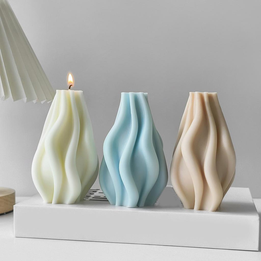 Silikonová forma 12,5x8CM Flexibilní Pro Milovníky Ručních Prací A Projekty Malých Studií Pro Detailní Vlnové Sloupové Svíčky