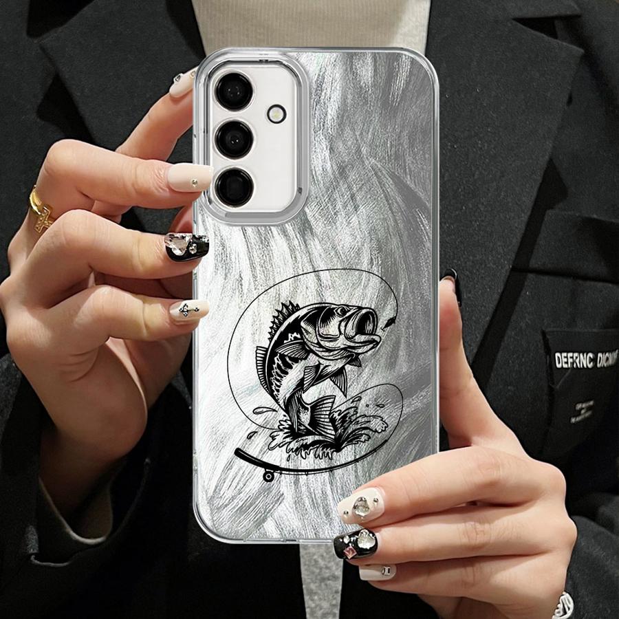 Phone Case for Samsung Galaxy A51 A52 A33 A34 A55 A24 A21s A23 A26 A13 A14 A35 A36 A15 A16 Soft Cover Line Fishing Man