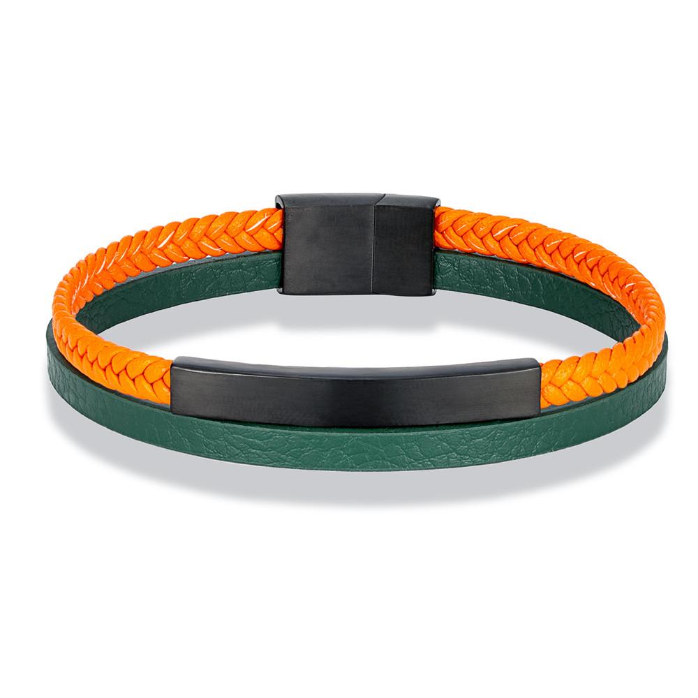 

Men Women Punk SOS Custom Logo Name Engrave Text Adjustable Leather Bracelet Customize Stainless Steel ID Bracelet Custom Text&23cm