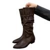 2025 New Autumn and Winter Stacking Boots Women's Inner Height Increase High Boots But Knee Boots Small Square Head Versatile Knight Boots